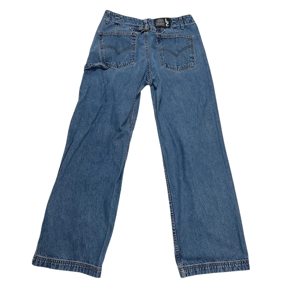 Vintage Levis L2 Carpenter Baggy Jeans Size 11 Med‎ Wide Leg 90s Denim Buckle